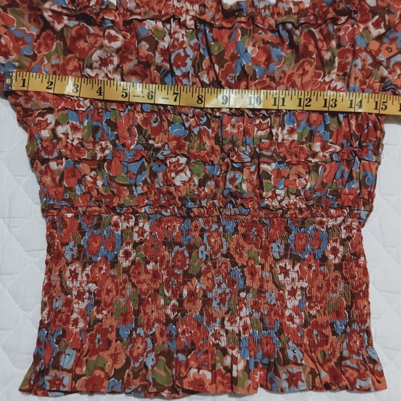 House of Harlow 1960 Puff Sleeve Floral Smocked Blouse Size L - Picture 8 of 8